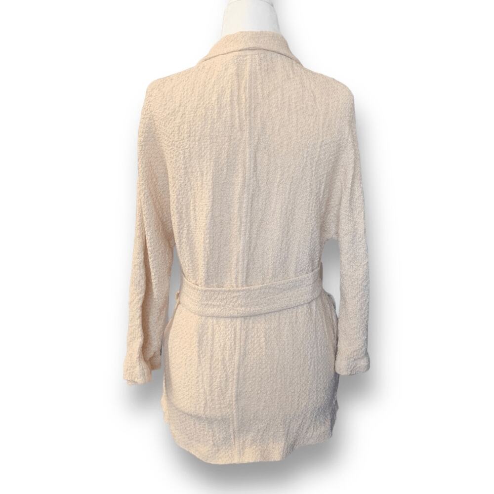 Massimo Dutti Linen Blend Textured Belted Cardigan Sweater Small Knit Minimalist - Picture 5 of 11